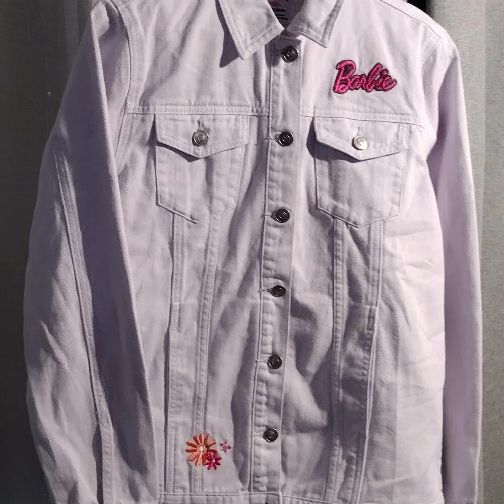 Barbie Truck Tour Lavender Denim Jacket Embroidered Logo 100% Cotton - Picture 3 of 14